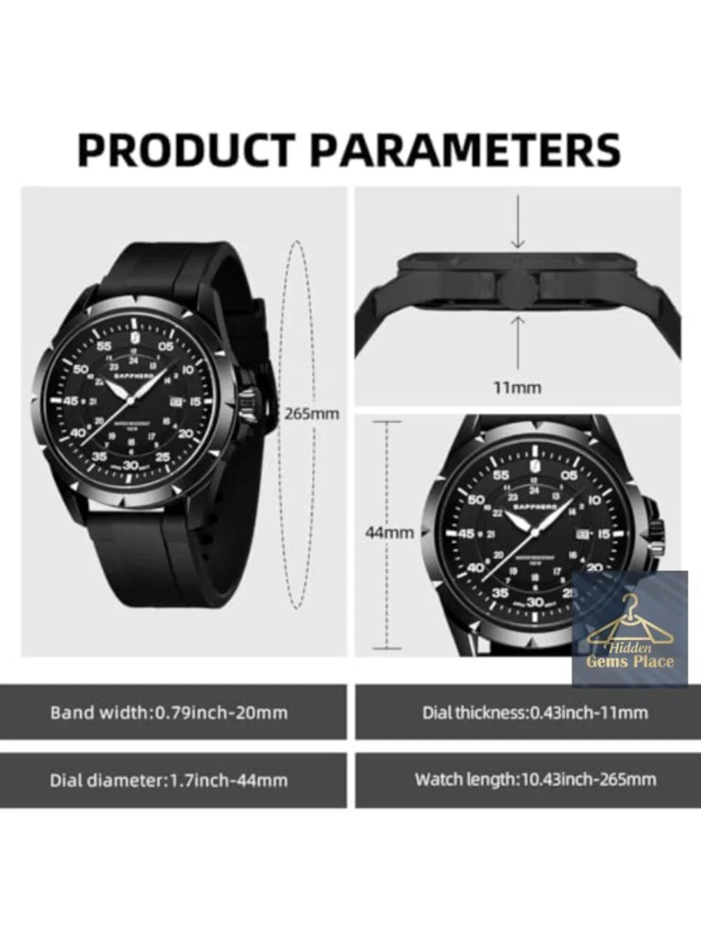 Silicone Strap Quartz Watch with Date Display Luminous Waterproof Men's Wrist